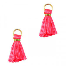 Mini Quaste 2cm - Gold-fuchsia neon pink